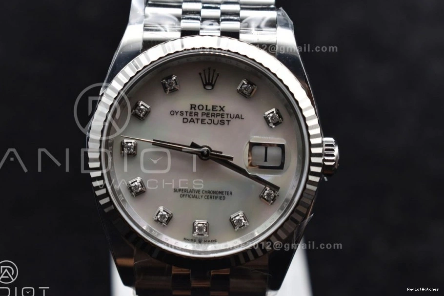 on Dial 1:1 126234 Best DateJust 904L White 36 Jubilee Edition Chic Diamonds Bracelet 570 Steel Clean MOP VR 1008